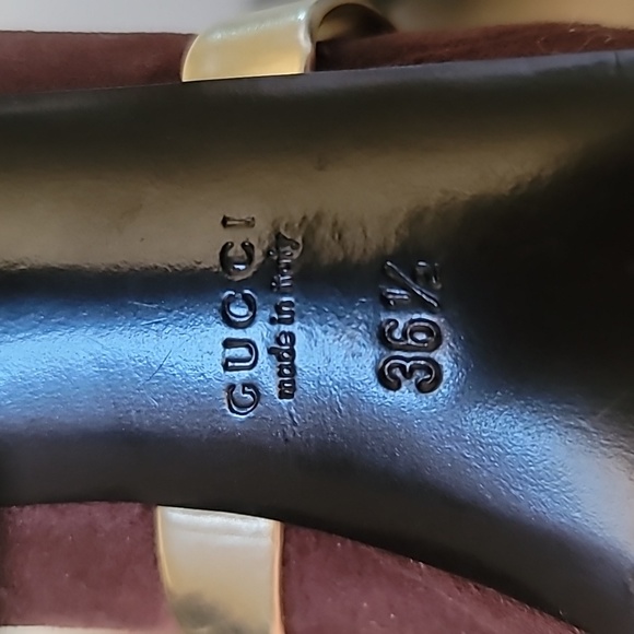 Vintage GUCCI Brown Suede Platform Slide Chunky Heels. 5.5M - Picture 9 of 10